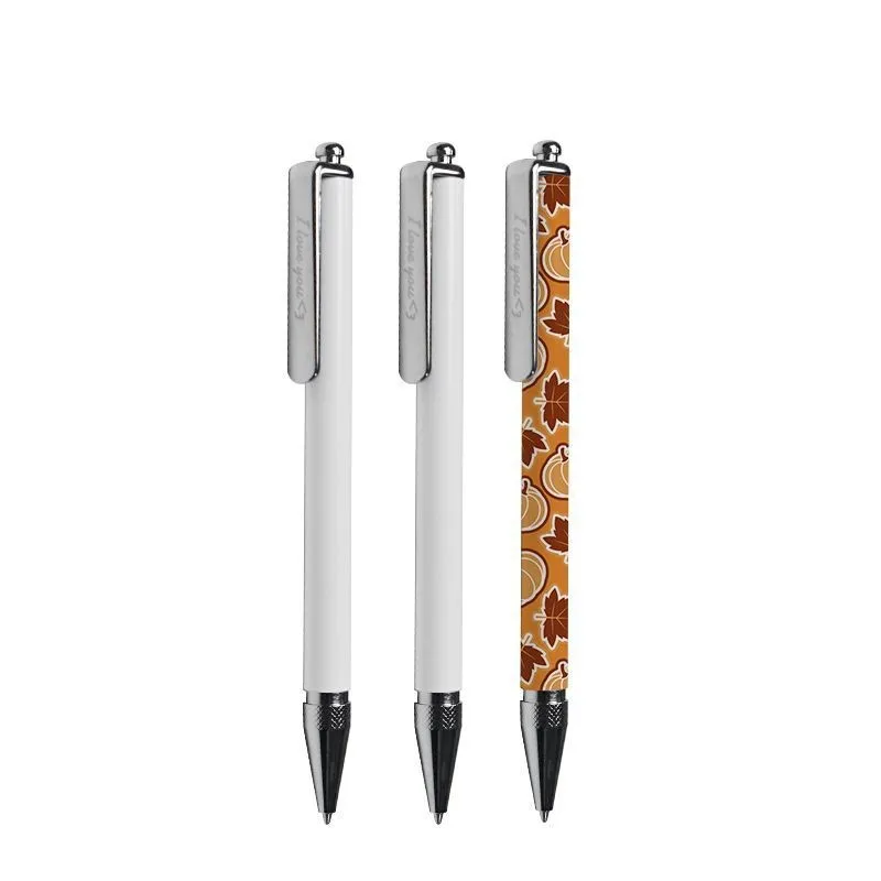 New Arrival White Blank Sublimation Ballpoint Blank Zinc Alloy Pen With Black Silicone Stopper For Touch Phone Screen School Gif