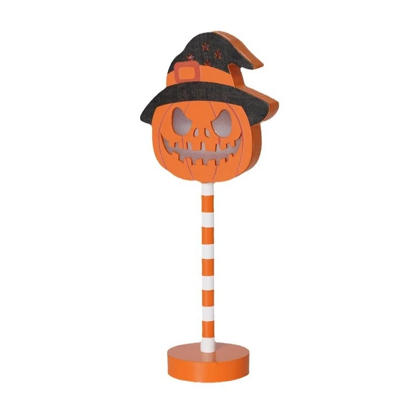 Cross-Border Popular Halloween Night Light LED Shape Lamp featuring Pumpkin Bat Ghost Skull Wooden Decorations