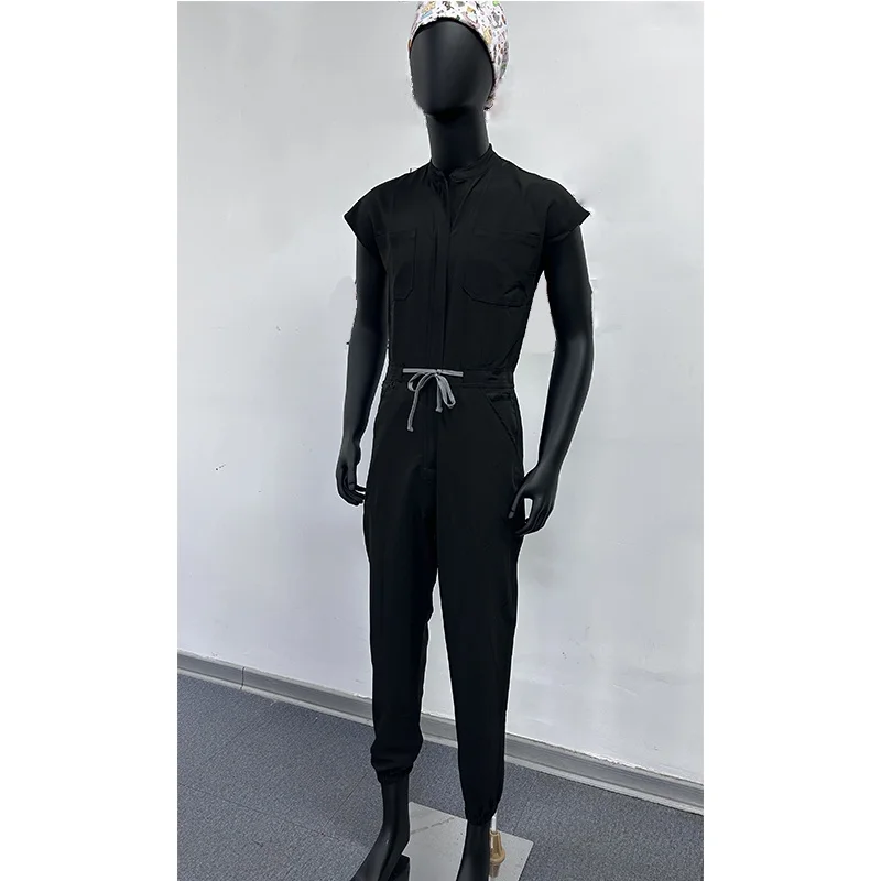 Oem Unisex Shortsleeves Medical Twill Coveralls Surgical Jumpsuit Workwear One Piece Stretch Pet Hospital Scrubs Uniforms Sets
