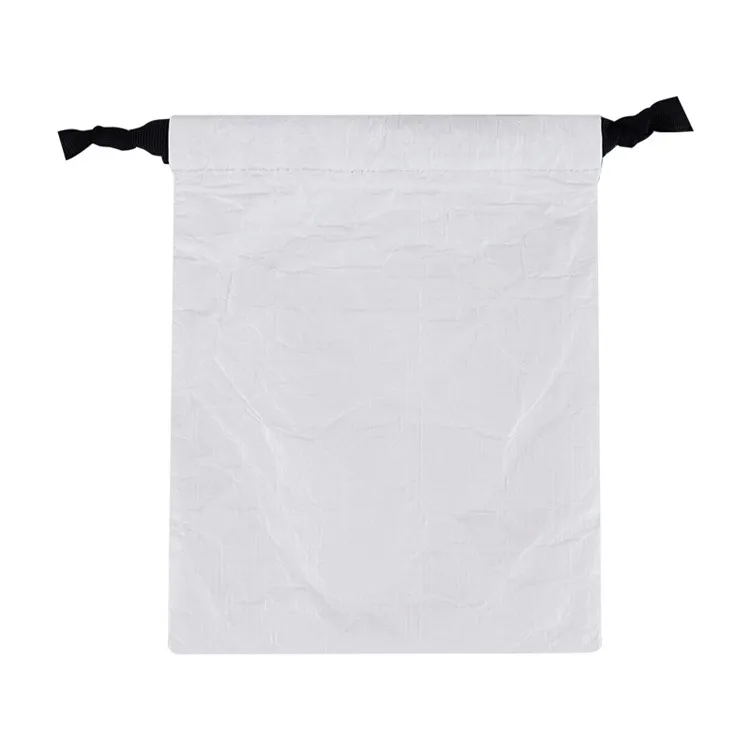 Low Moq Custom Logo Printed Dust Proof Cover Mini White Cloth Tyvek Drawstring Bag