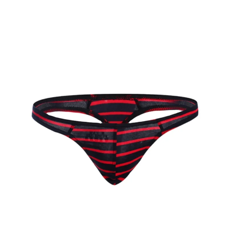 Hot Sale Mens Jockstrap Striped Pattern Low Rise G-String Thongs For Mens Underwear Panties