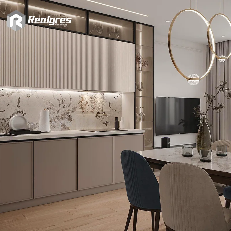 Customized Open cabinet modern simple light luxury open kitchen cabinet whole house customization