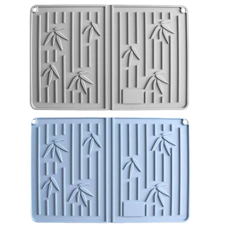 
Unique bamboo pattern silicone dish drying mats 