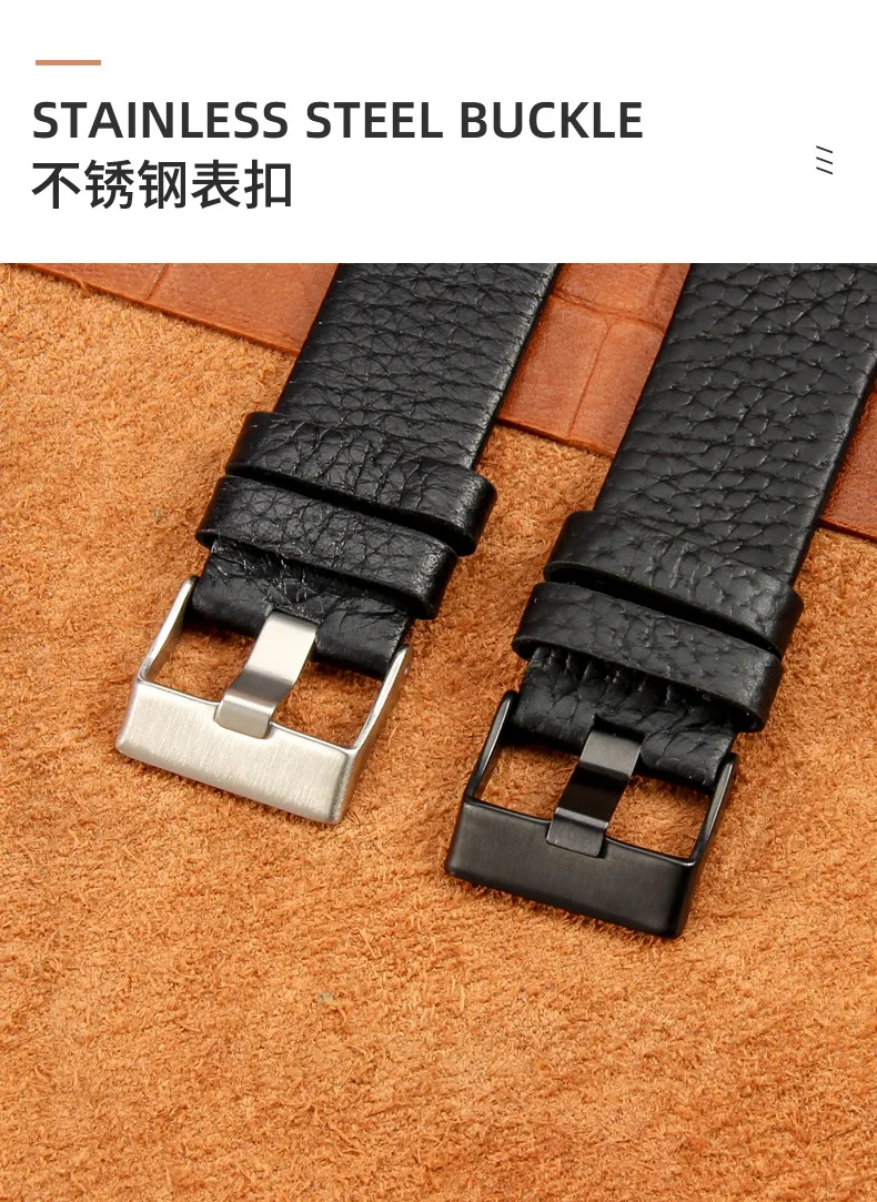Luxury 22mm 24mm 26mm 28mm 30mm 32mm white leather watchband wide genuine leather watch strap for dz watch