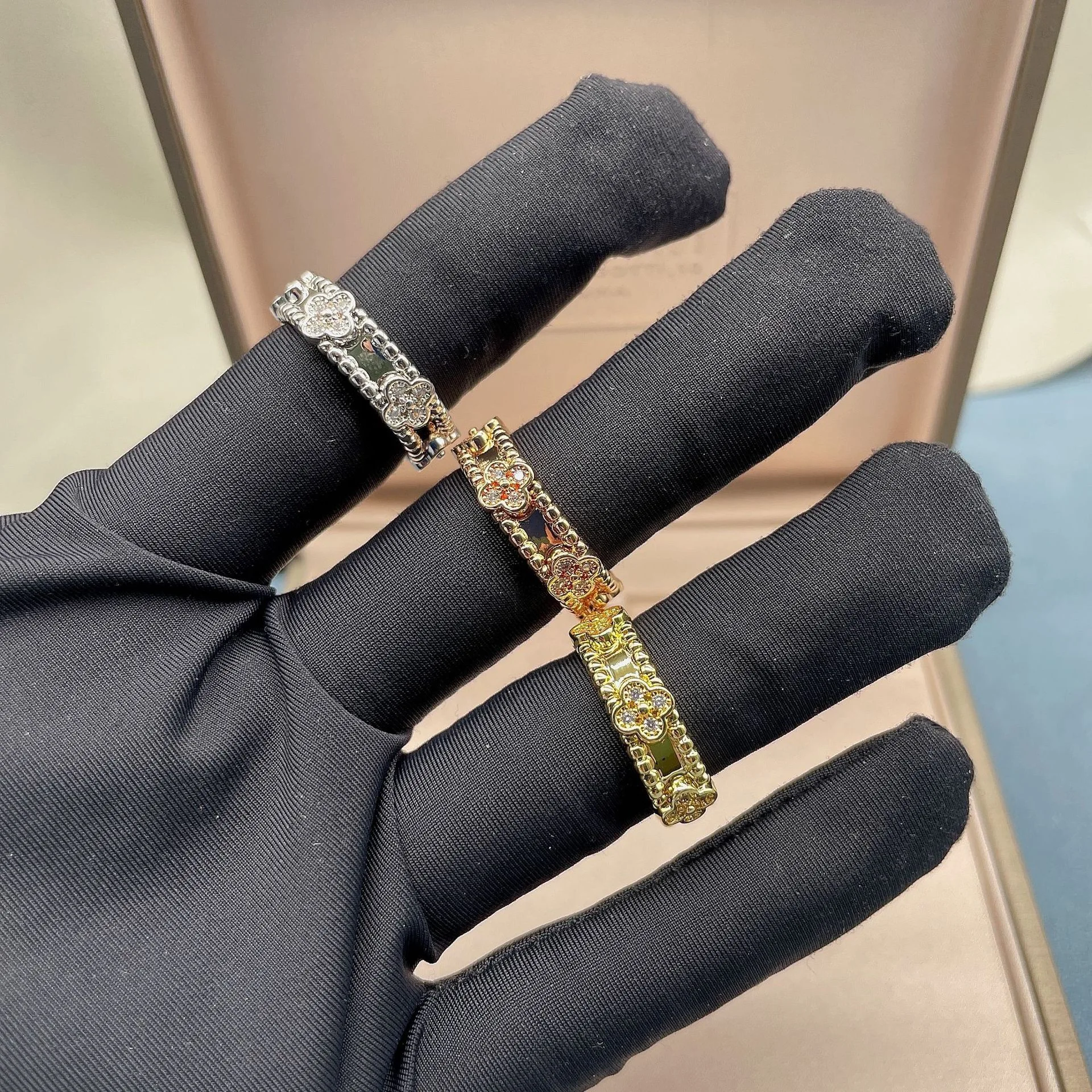 Luxury Brand Designer Ring Kaleidoscope Inlaid Ring Couple Gift Fashion Ring High Jewelry