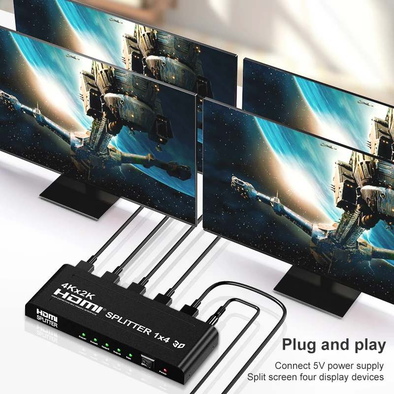 4K*2K High quality Wholesale hdmi splitter 1X4 distributor adapter pc tv console 1 in 4 out For DVD PS3 HDTV hdmi splitter