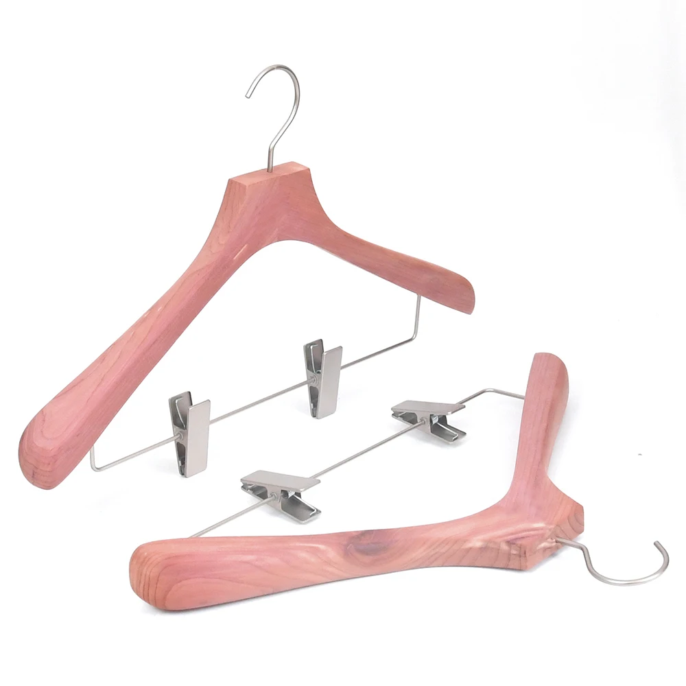 Custom Logo No Painting Cedar Coat Hanger Luxury Red Cedar Wooden Hangers for Clothes