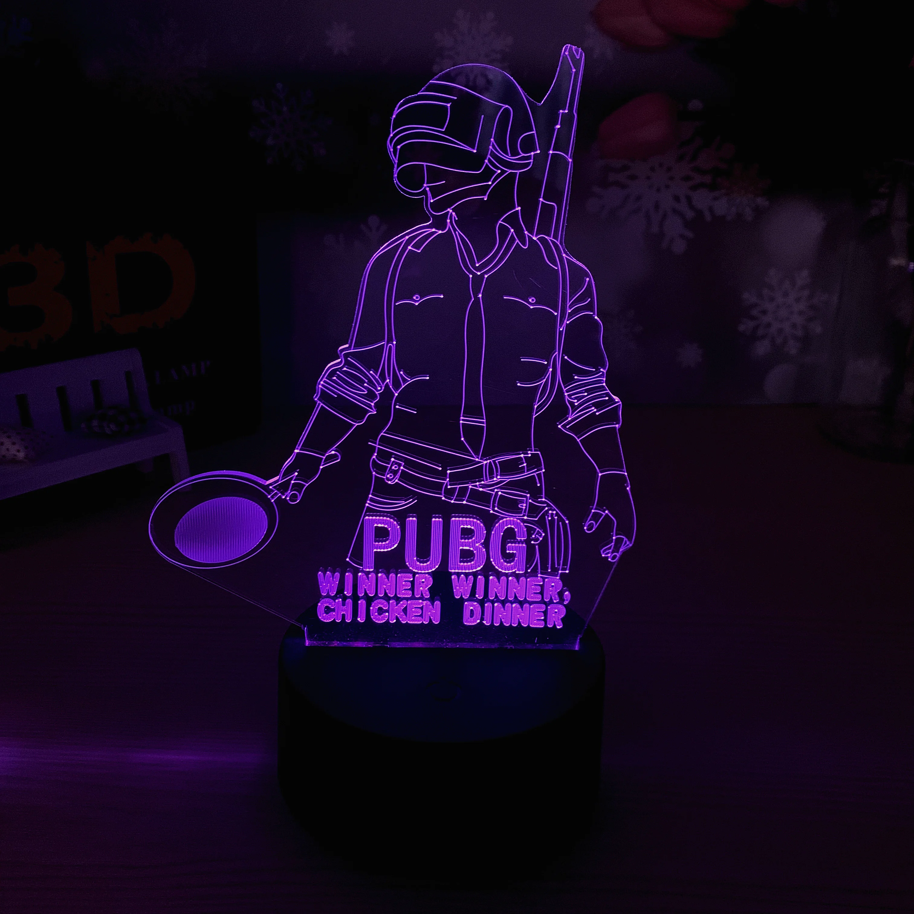 Eat chicken peace elite colorful 3D night light led induction color changing table lamp visual gift cartoon customization