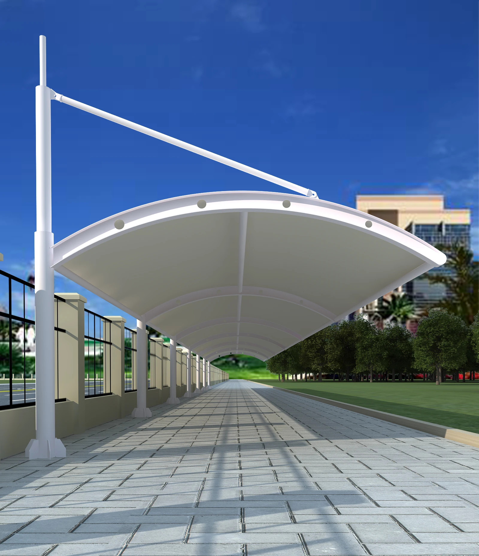 XZ OEM ODM Membrane Structure high quality steel cantilever car outdoor auto parking shade tent carport design