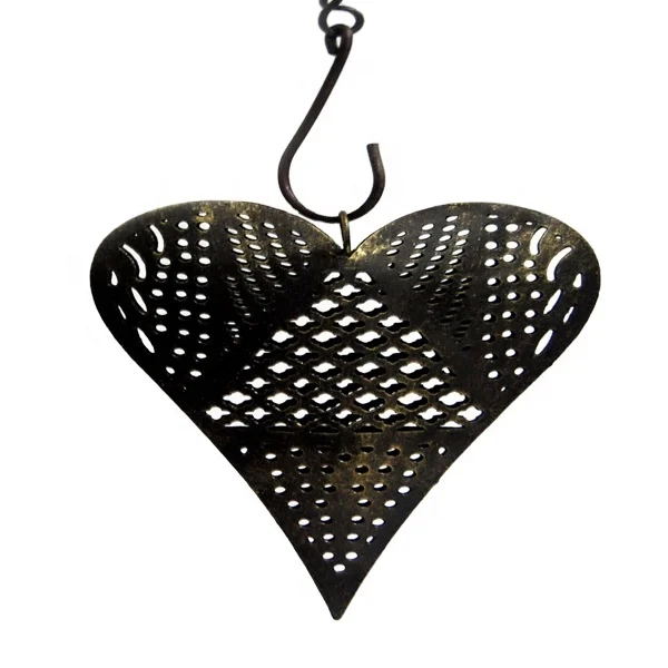Vintage  Handcrafted Heart Shape  Metal Wall Hanging For Home Decor New Metal Christmas Hanging Black Metal Heart For Sale