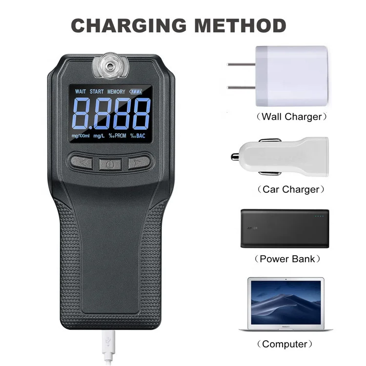 Factory OEM ODM Fuel Cell Alcohol Tester VA Screen Portable Alcohol Checker Alcohol Breathalyzer