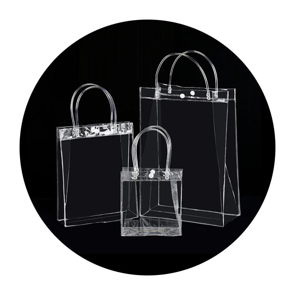 
All Transparent Portable Cosmetic Toy Gift Plastic PVC Packing Tote Bag With Handle 