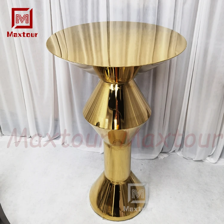 Luxury Wedding Bar Furniture All Gold Stainless Steel Round High Bar Table