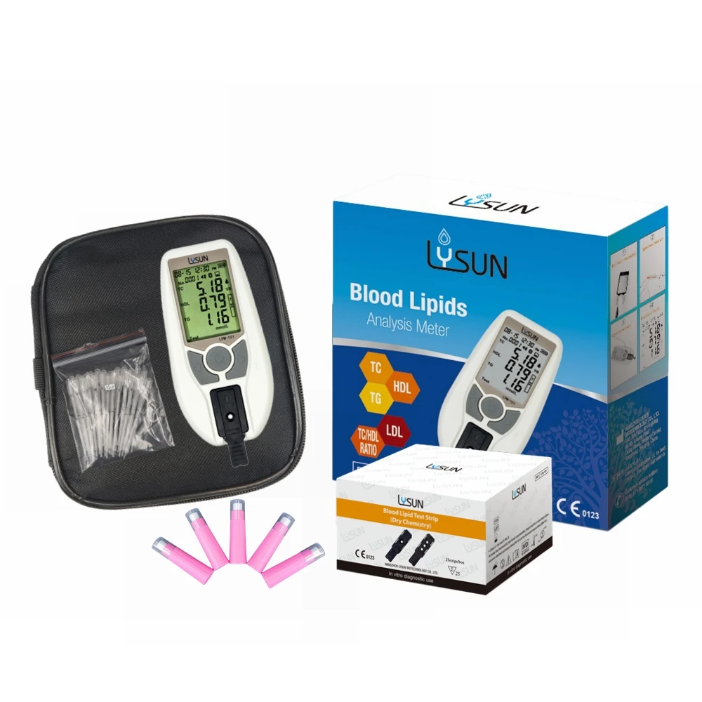 LYSUN LPM-101 Hospital Clinical 3 In 1 Portable Blood Lipid Tests Monitor Home Use Cholesterol Meter Lipid Analyzer