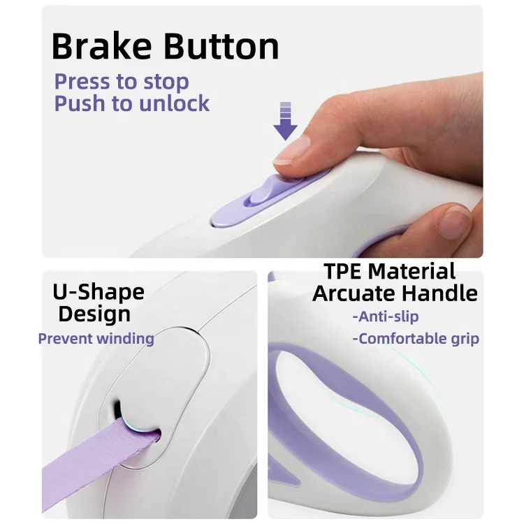 Walking Handsfree Pet Led Light Retractable Dog Lead Leash