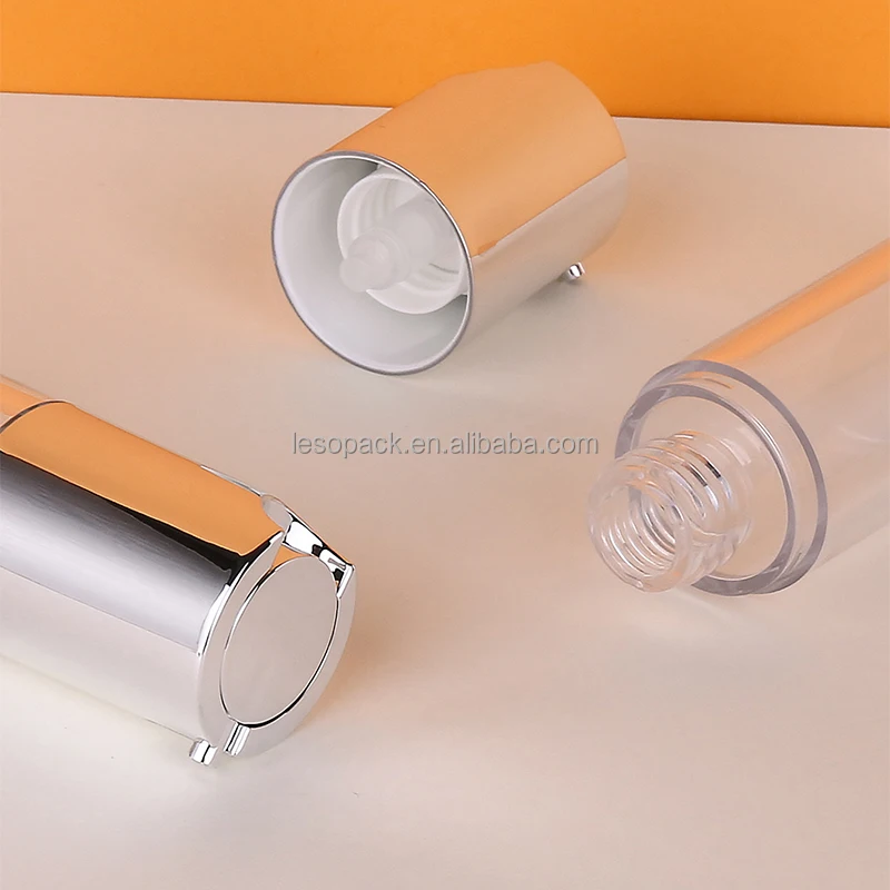 Luxury Cosmetics 15/30/50ml silver lotion airless pump bottle in stock eye cream bottle