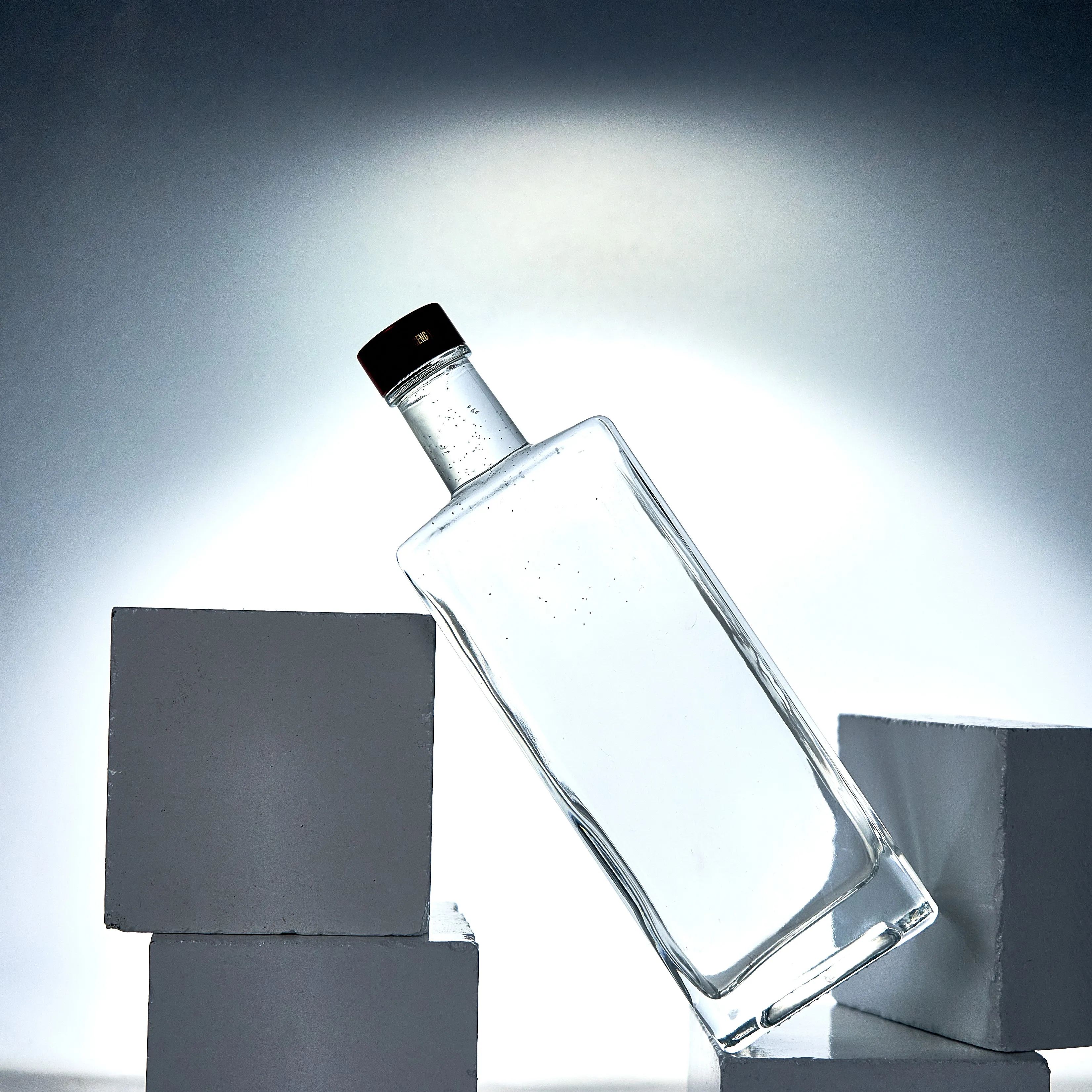 500ml square whiskey glass bottle can be customized logo agave empty glass bottle bottle