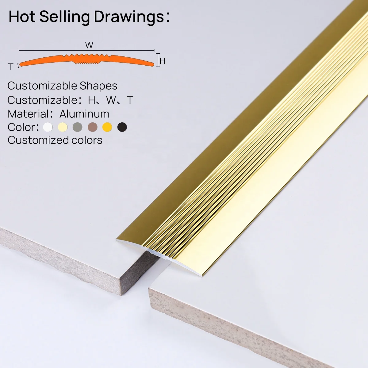 Prolink Metal Custom Factory Flooring Accessories Floor Threshold Strip Protection Aluminum Flexible Floor Transition Trim Strip