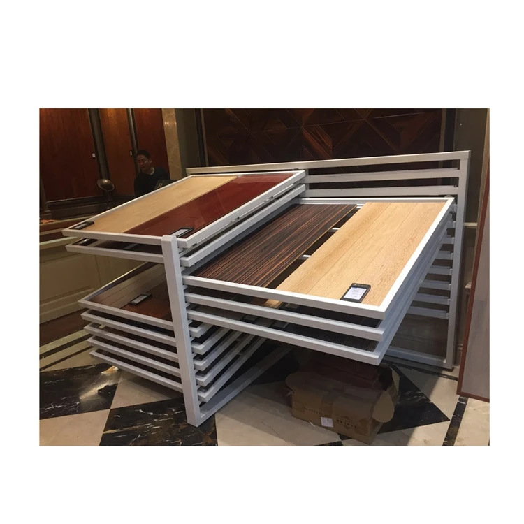 Ceramic Tile Sample Showroom Floor Display Stand Quality Metal Advertising Display Rack Metal Frame KT Board Advertising Carton