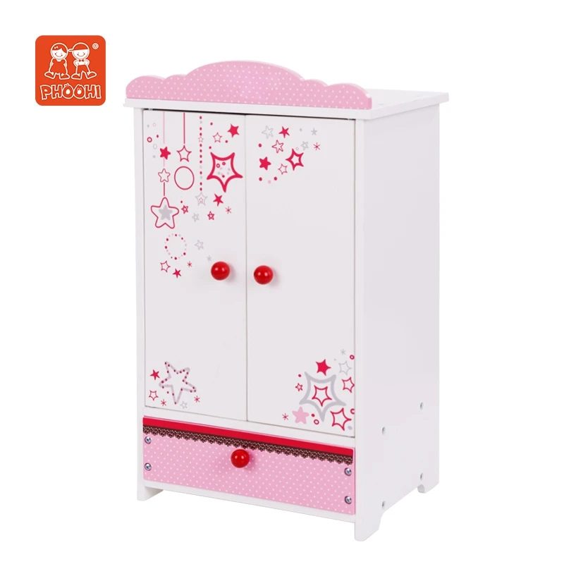 Children wooden toy American girl doll furniture 18 inch doll furniture pink style accessory for American girl Doll Wardrobe