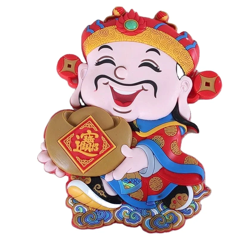 Wufu Linmen 3D наклейка на холодильник Китайский ветер магнитная подарок Креативный мультфильм
