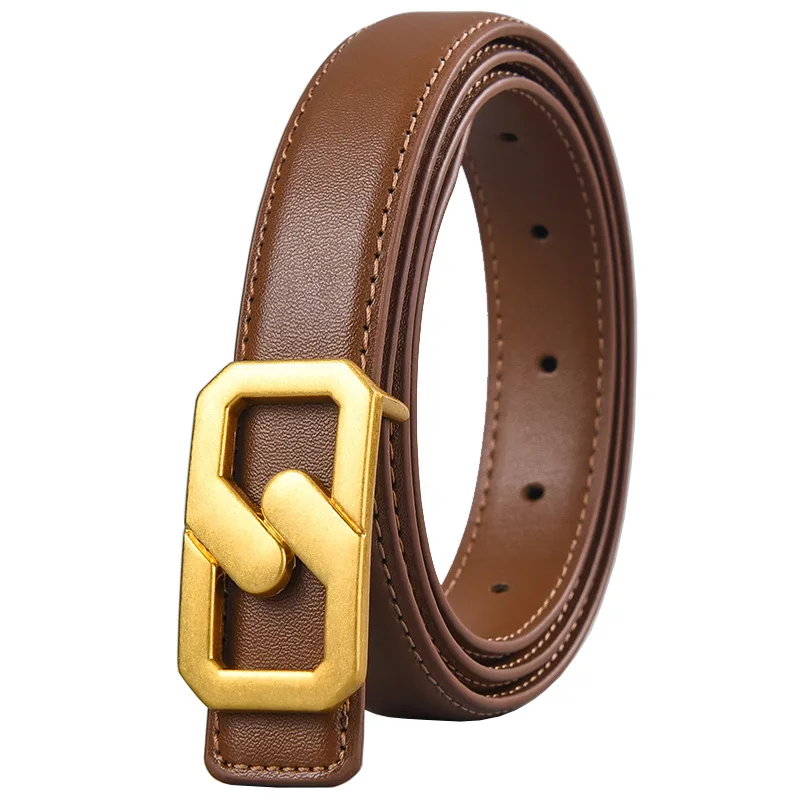 genuine leather lady belt factory price designer versatile belt smooth buckle  dress geans cowhide leather woman belts