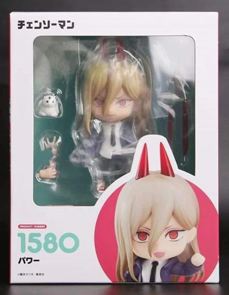 10cm Cute Version Chainsaw Man Denji 1560 Power 1580 PVC Anime Action Figure Change Face  Model Doll Toys