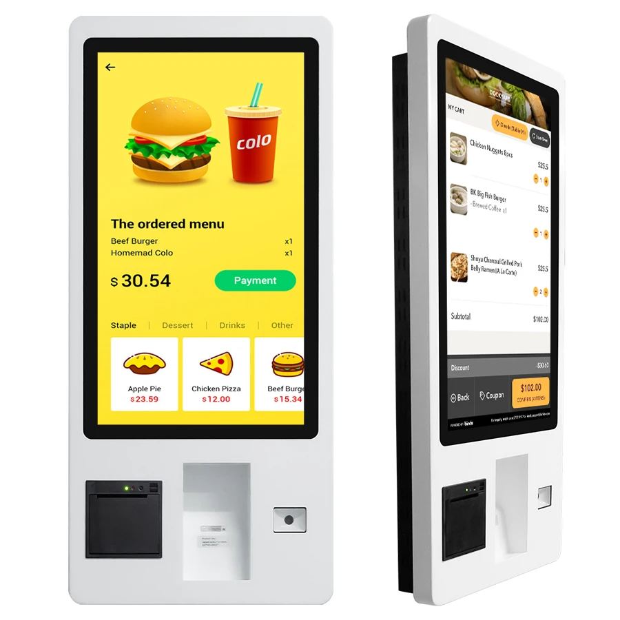 QR код сканирования 23,6 27 32 дюймов сенсорный экран pos системы Ресторан Еда самостоятельного заказа киоск машина для продажи