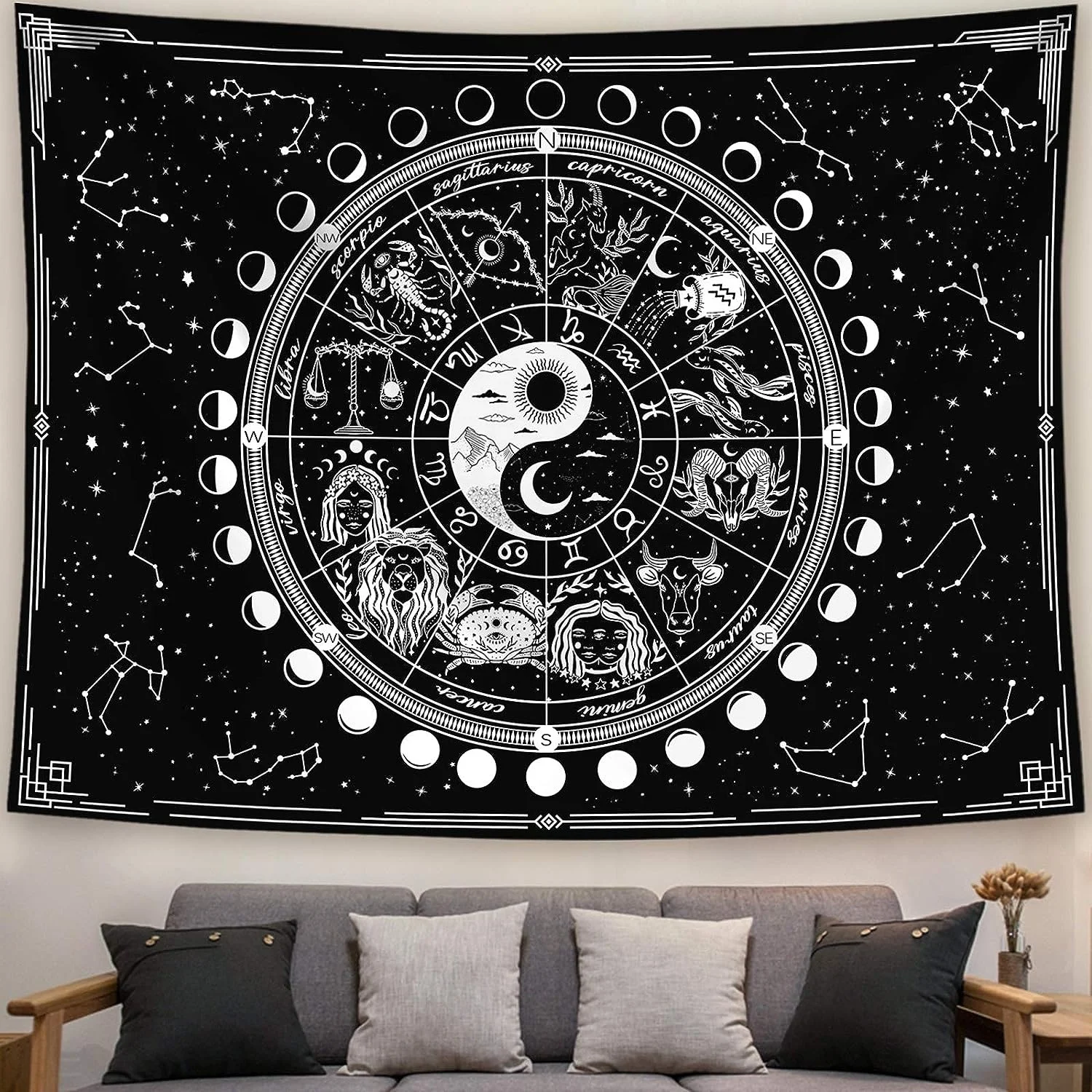 Promotional Custom Indian Bohemian Mandala Boho Hippie Polyester Digital Printed Wall Hanging Tapestry for home Decor