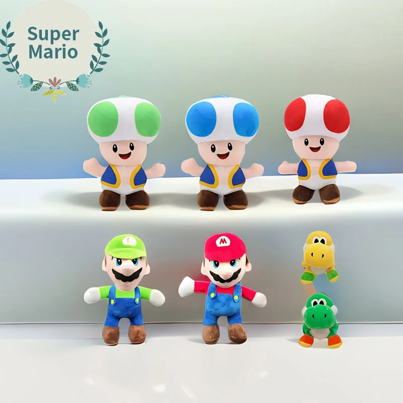 Wholesale 20/25cm Super Mario Bros Game Mario Stuffed Plush Toys Mushroom Man Toad Doll Yoshi Dragon Luigi Figure Pendant