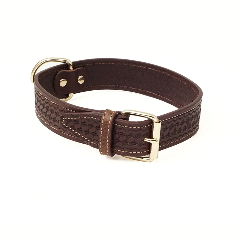 Luxury Tooled Western Dog Collar Eco Vegetarian Tanned Leather with Engraved Design Pet Collar