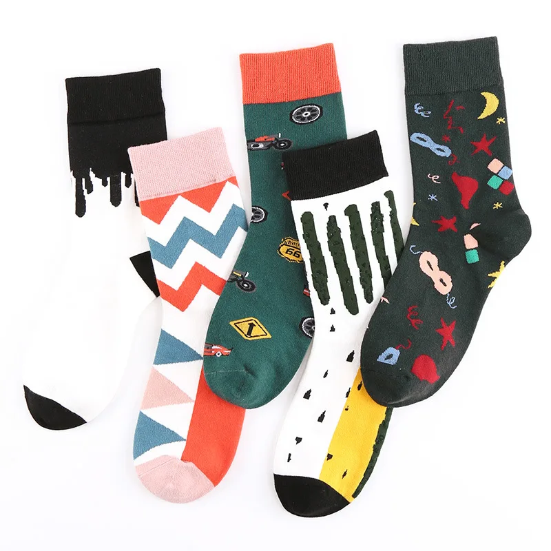 Забавные веселые пользовательские жаккардовые дизайнерские Короткие Носки с рисунком маслом мужские носки мягкие хлопковые цветные носки