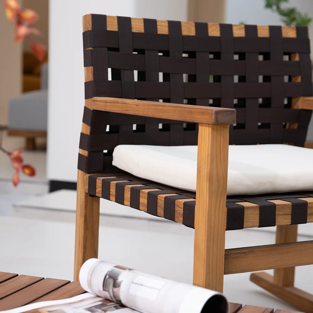 Elegant Garden Furniture Handcrafted Solid Wood Rocking Chair for Sale Perfect for Villa Courtyard