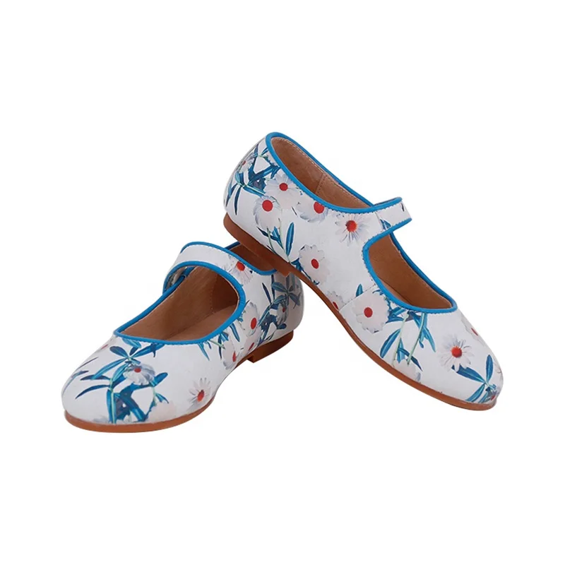 Choozii New Style High-end Floral Pattern Leather Upper Leather Children Girls Mary Jane Shoes