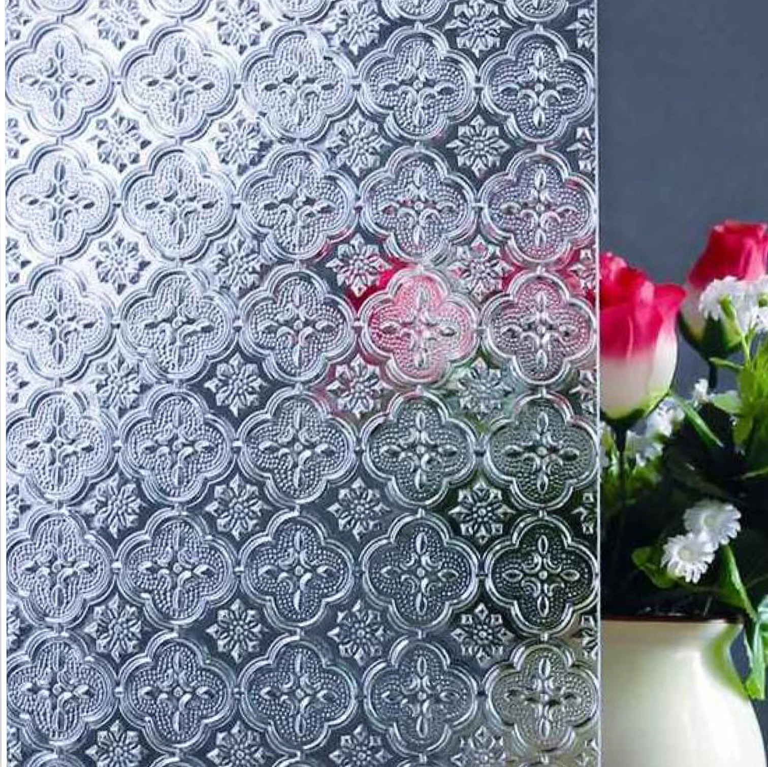 Building Elevation Pyramid Bronce Patterned Decorative Stained Glass For Church