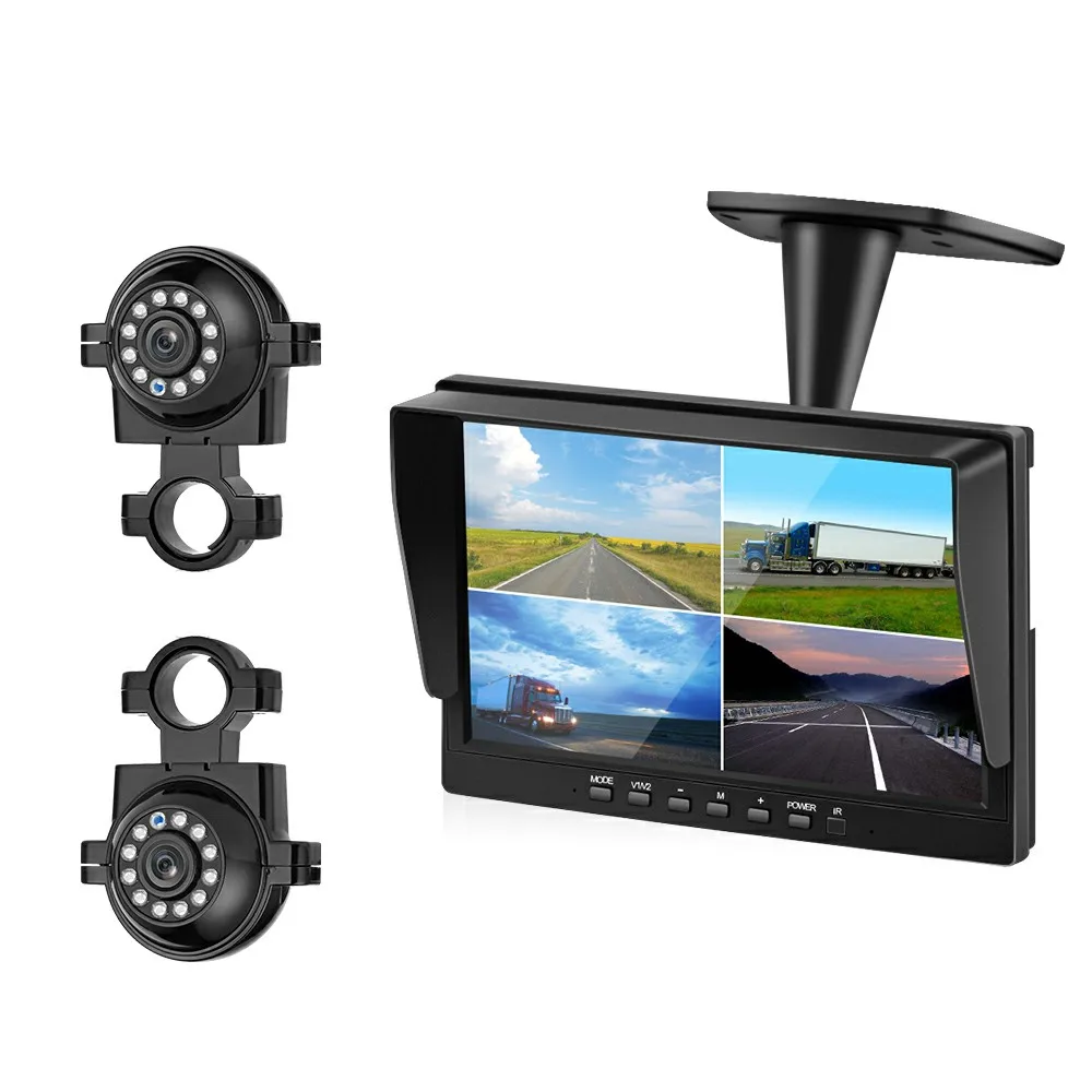 Car Monitor 10 inch AHD 4ch Recorder Car Screen to Auto Truck IR Rear View Camera Security Surveillance Split Screen Quad