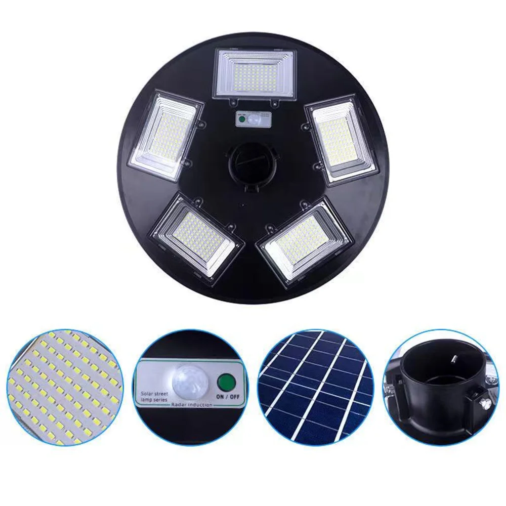 Factory direct round solar street garden light 300w supre bright ufo design