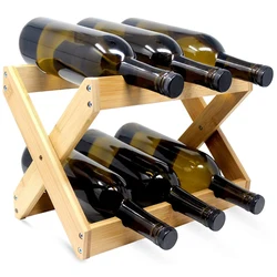 Wooden foldable countertop wine bottle storage rack cabinet wine display rack