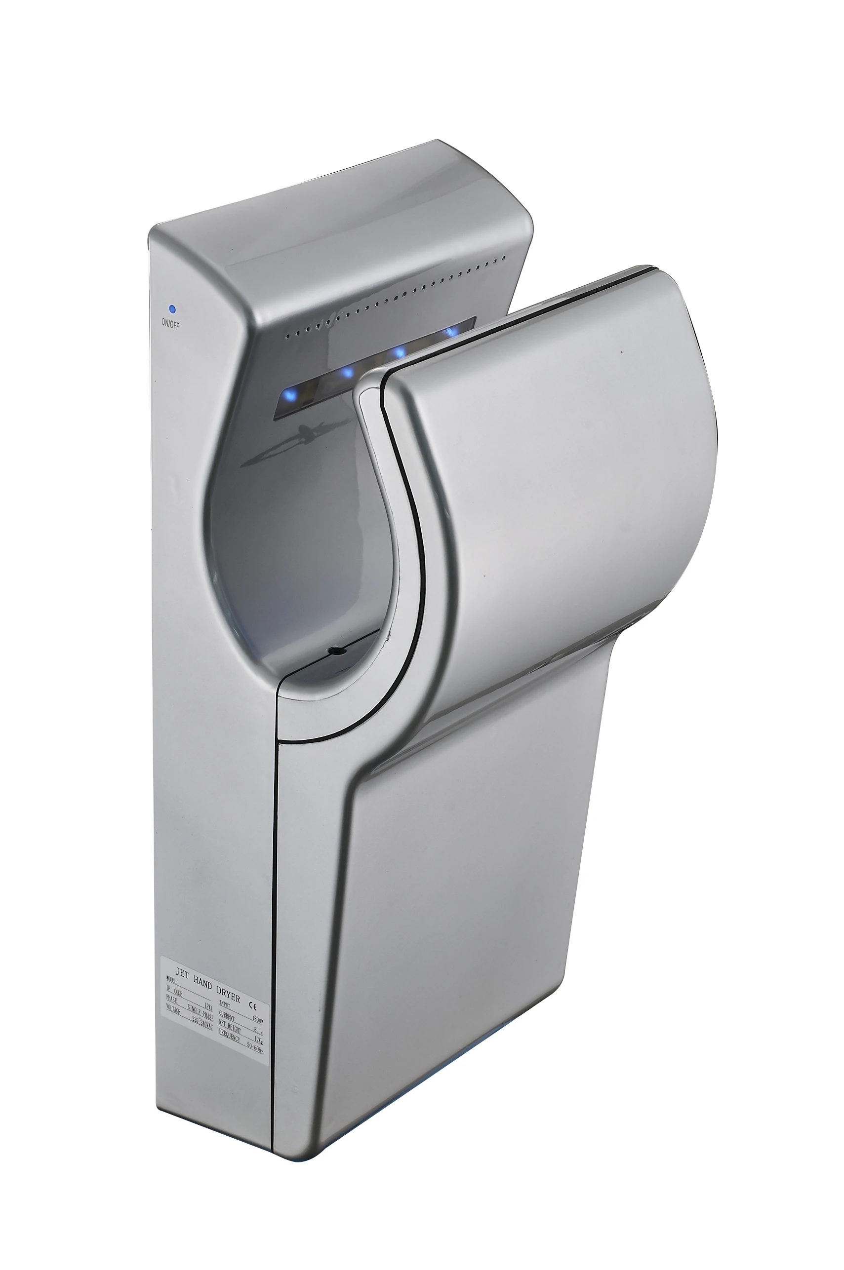 Wall mounted hand dryer high speed wind jet low noise automatic sensor 2000W power saving hand dryer for toilet