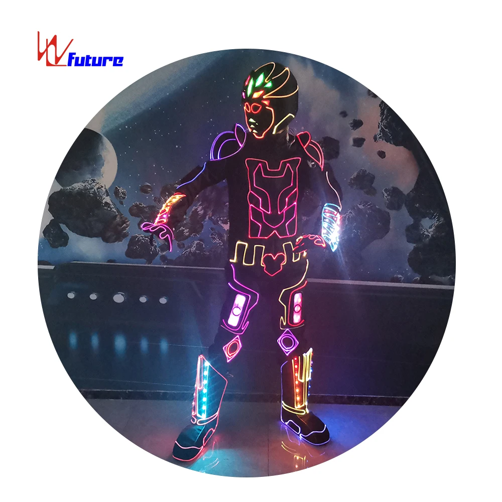 Optical fiber LED light up funny stage show light up mecha costume set