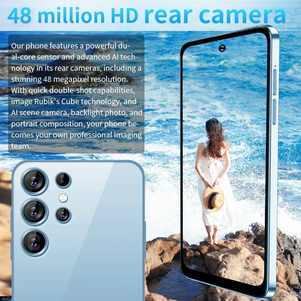 Big Screen Android13.0 Mobile Phone 16GB+1TB Support Dual Sim Card+tf Card Smartphone Brand New S22 Ultra 7.3inch 5G Smart Phone