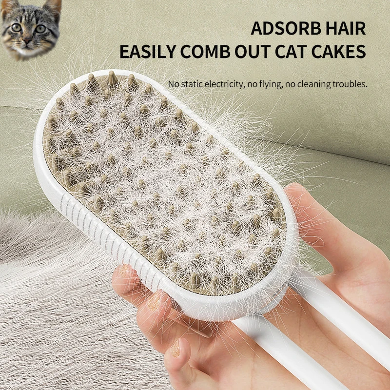 2025 Electric Pet Comb Splash Proof Steam Spray Massage Cat Brush ABS Multifunctional Hair Removal Tool Dog Cleaning Box