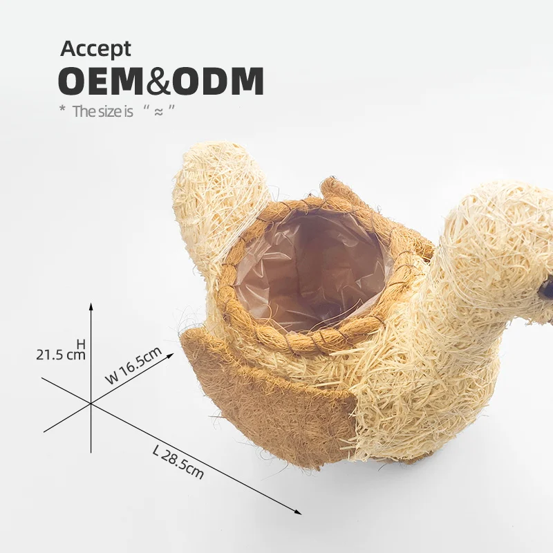 New Arrival Rattan Coconut fiber Animal Duck Shaped Planters For Flowers Wholesale Flower Pots