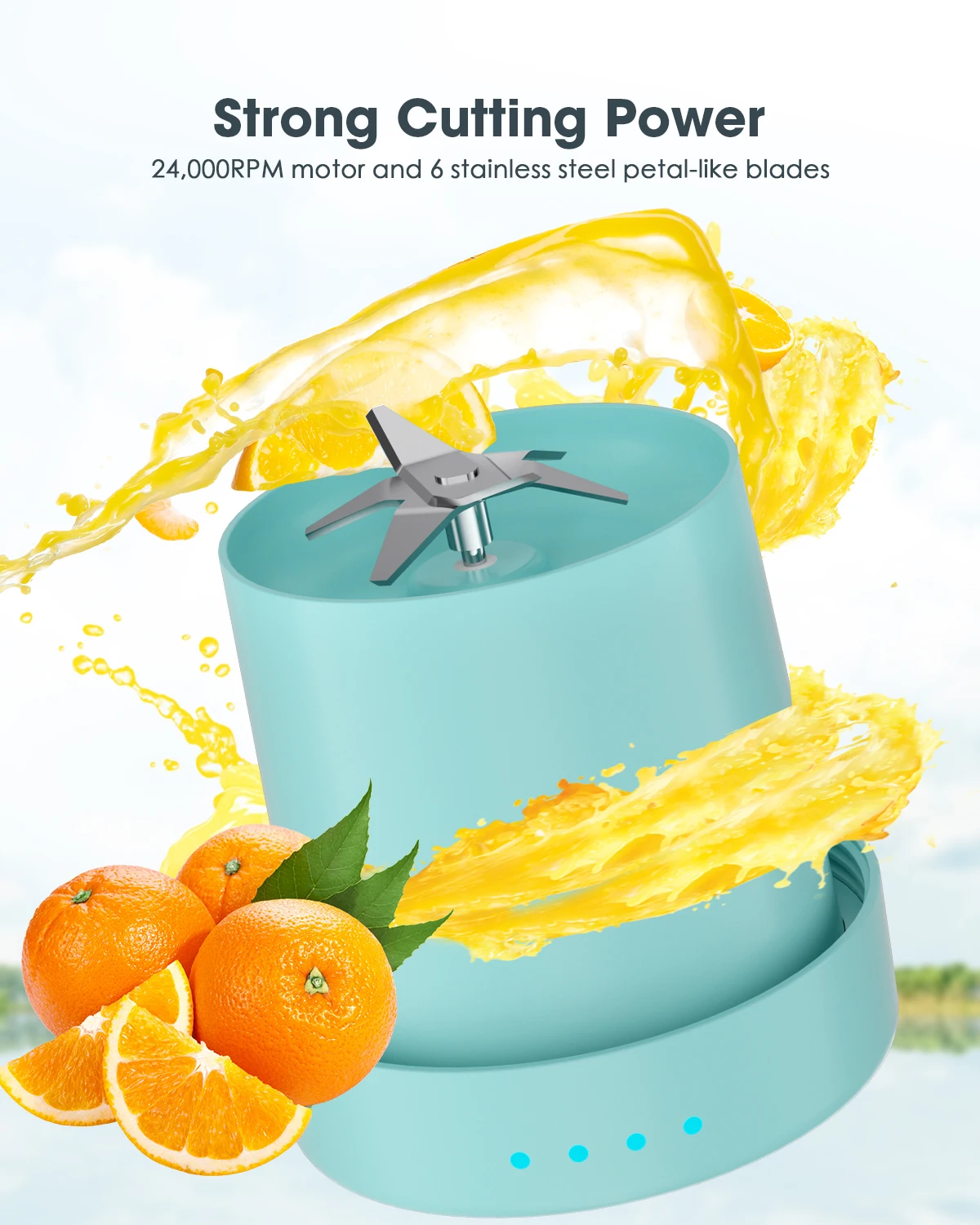 Портативный Блендер с USB-зарядкой, 450 мл, 4000 мАч, 100 Вт