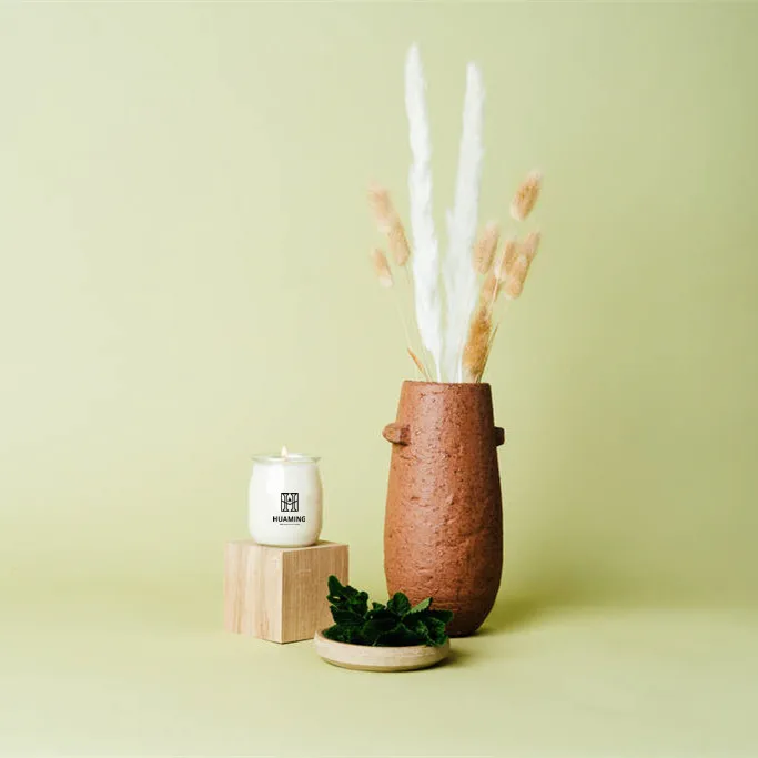 Huaming Customized Private Label Luxury Aroma Fragrance Glass Jar Small Cork Natural Soy Wax Scented Candles in Bulk Supplier