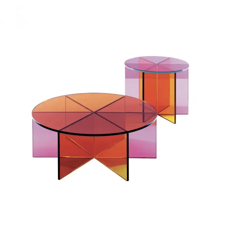Hot sale Iridescent Round Acrylic coffee Table