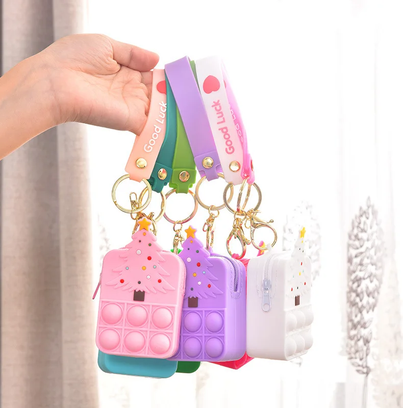 New Reliever Stress smallest Wallet Toy Zipper Simple Buckle Purse Push Press Bubble Sensory Keychain Coin Bag