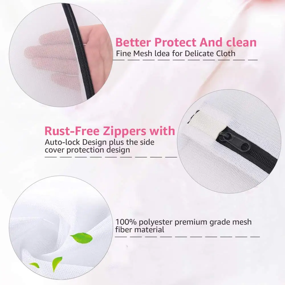 
White durable mesh wash bags with drawstring for small item 