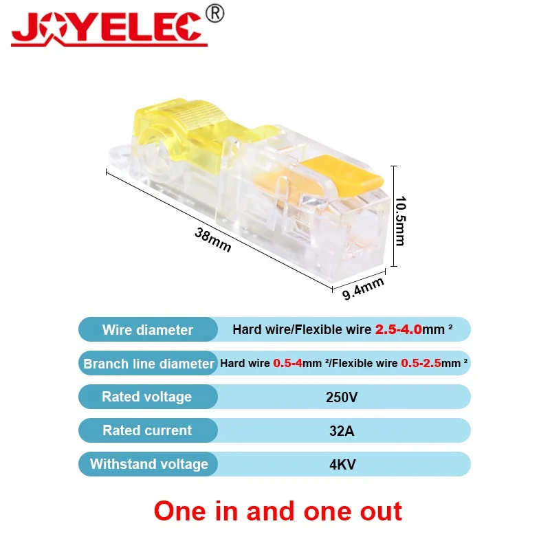 JOYELEC T-Type Electrical Wire Connector Stripping-Free Brancher Quick Cable Wiring Terminal Block Copper Core One-In Two-Out