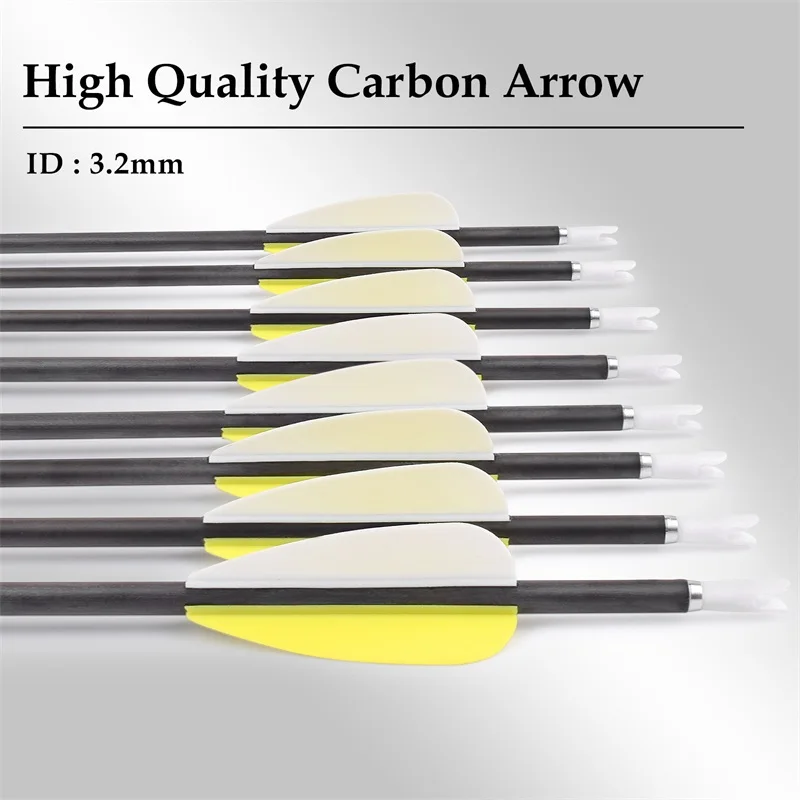 Elong Outdoor 3.2mm carbon arrows custom archery arrows pure carbon 3.2 ID arrow shaft with plastic vane
